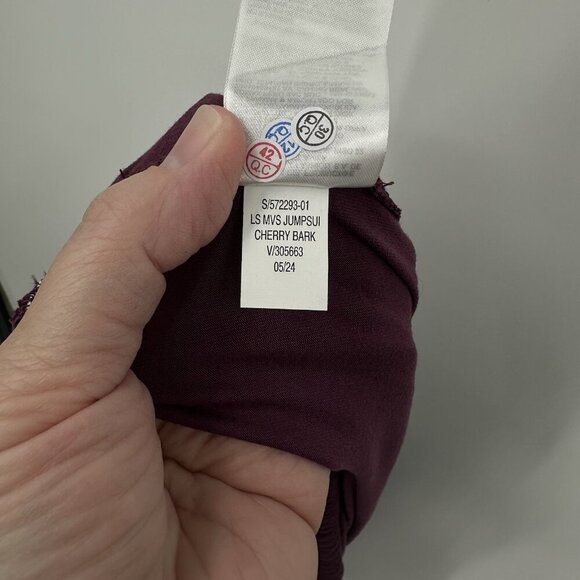 NEW OLD NAVY jumpsuit v neck wide leg knit waist defined cherry bark plus XXL - Picture 14 of 14